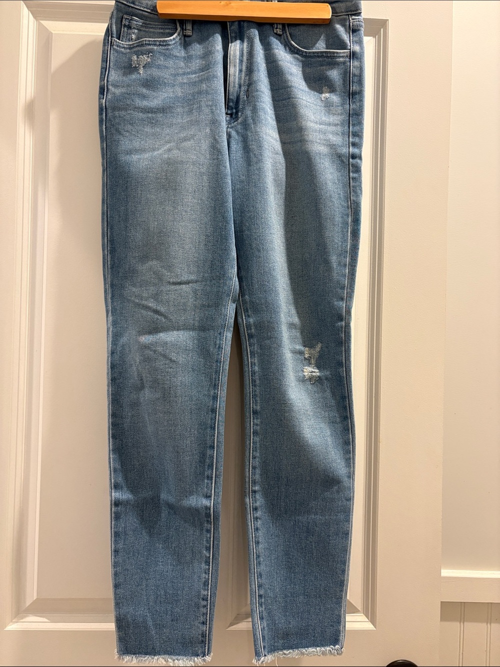 Just Black Light Blue Skinny Jeans with Frayed Hem